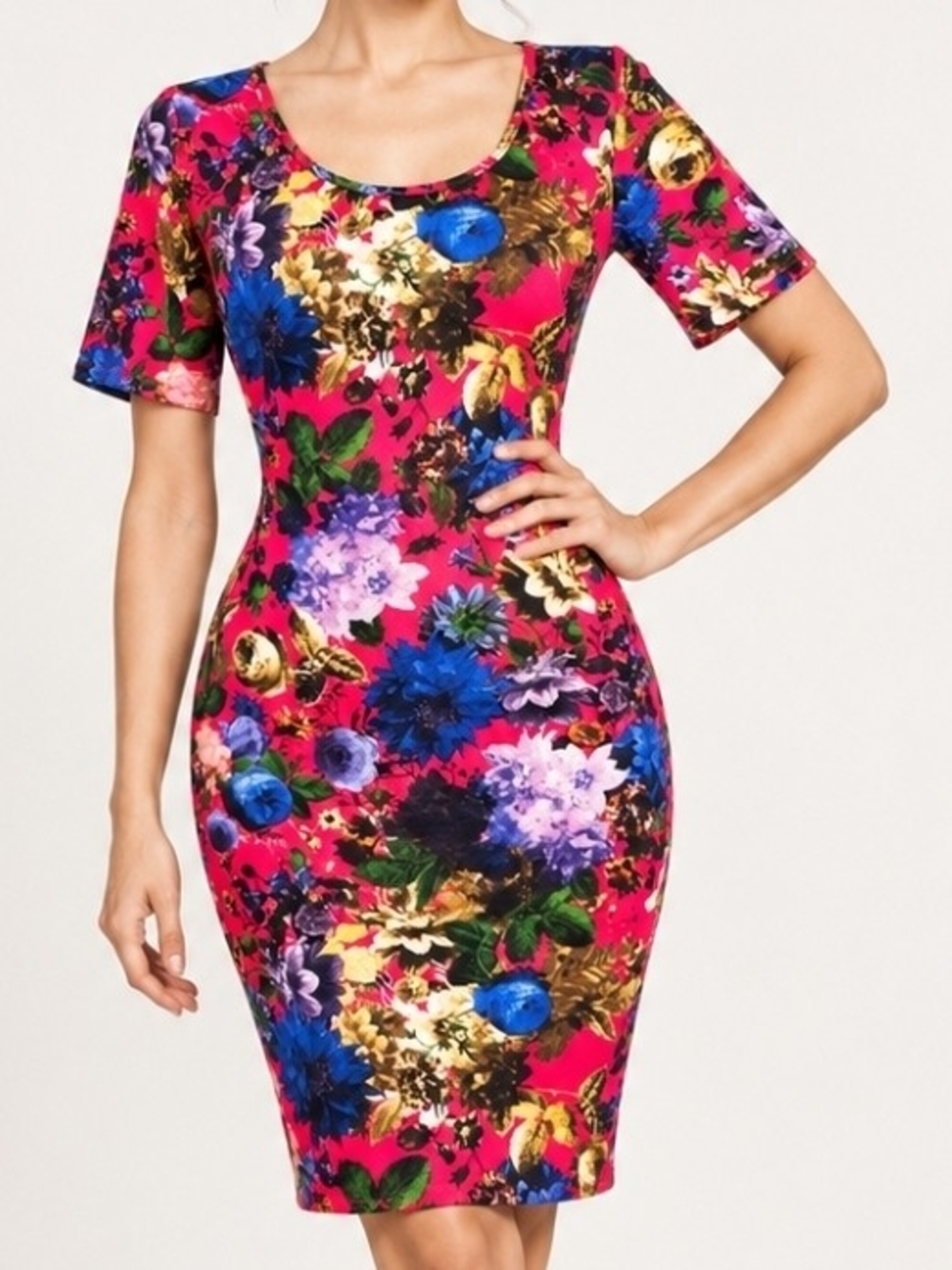 FOREVER 21+ FLORAL KNIT BODYCON DRESS SZ 3X